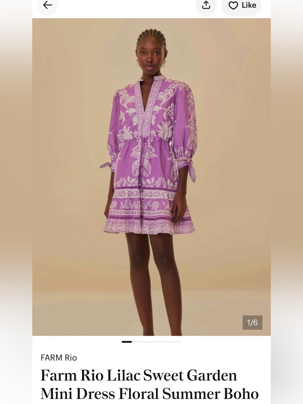 Farm Rio Purple Floral Cotton Dress